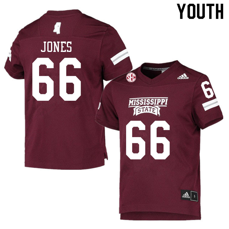 Youth #66 Nick Jones Mississippi State Bulldogs College Football Jerseys Sale-Maroon